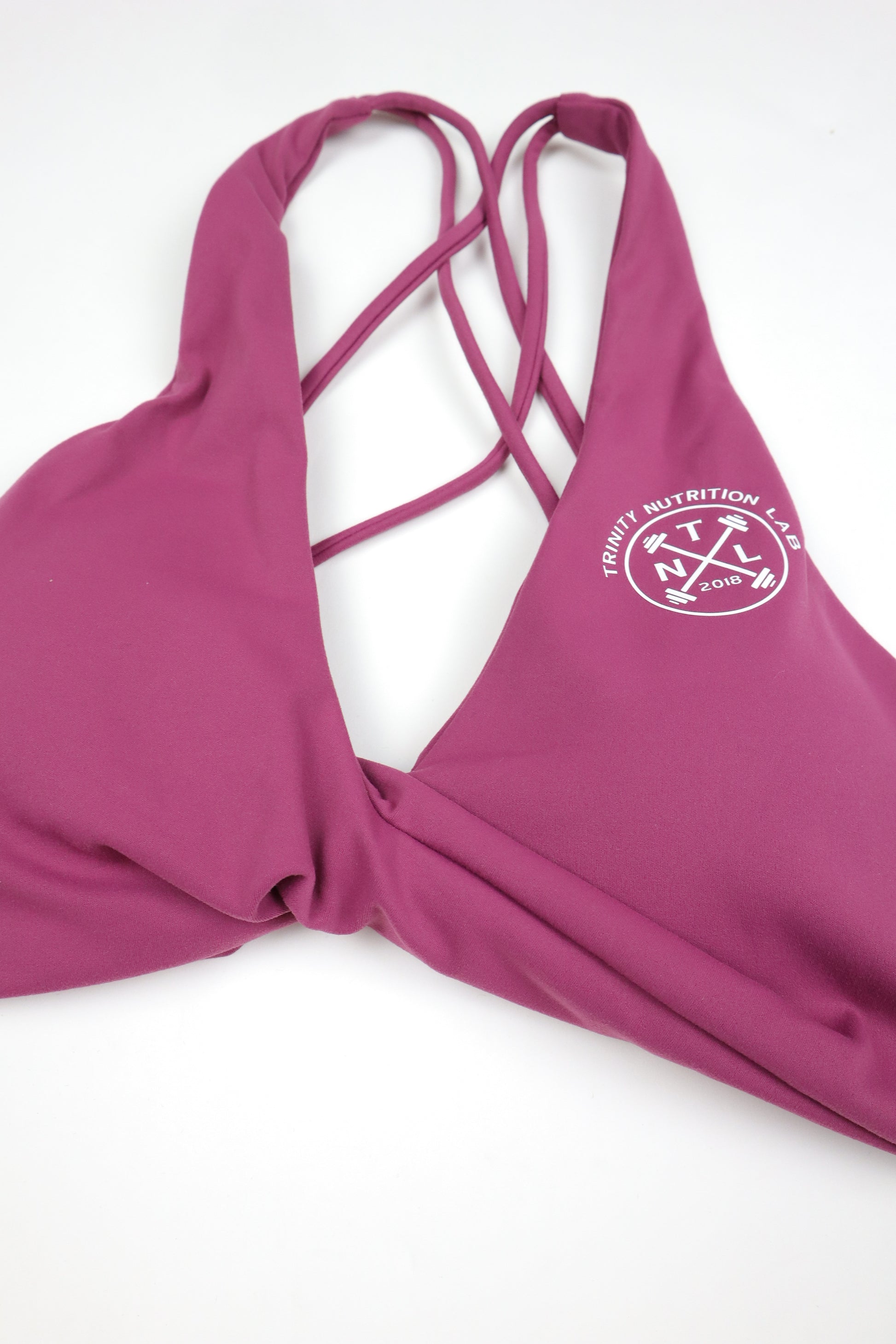 Twist-front bra with a double criss-cross back.