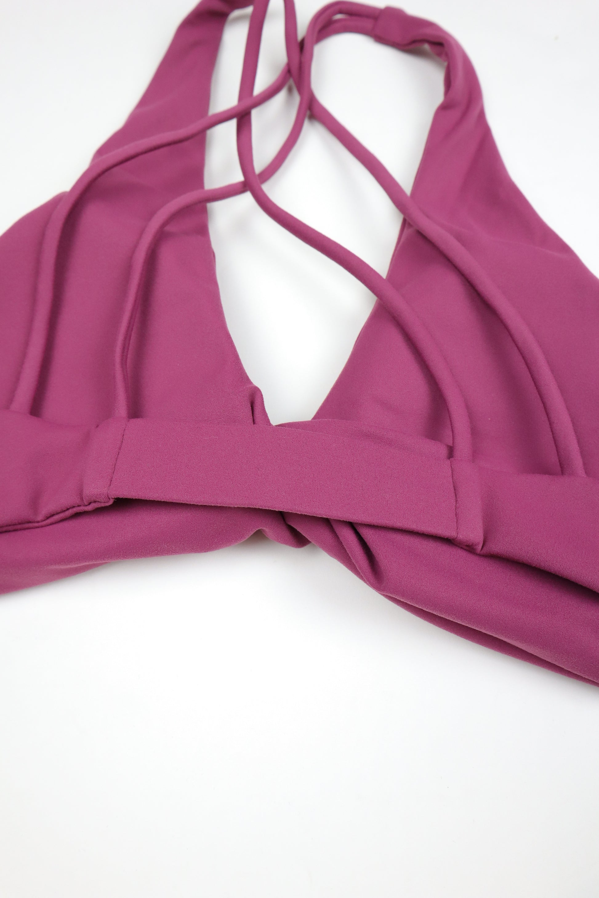 Twist-front bra with a double criss-cross back.