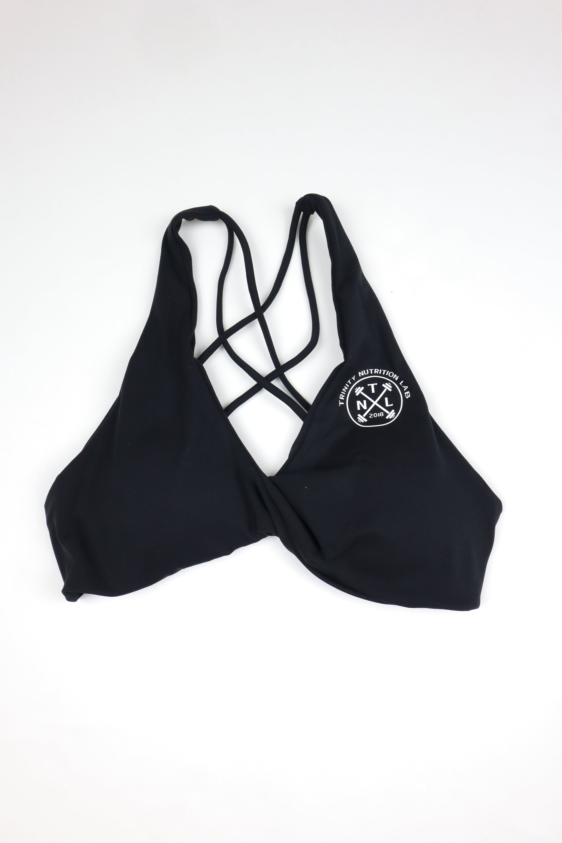 Twist-front bra with a double criss-cross back.