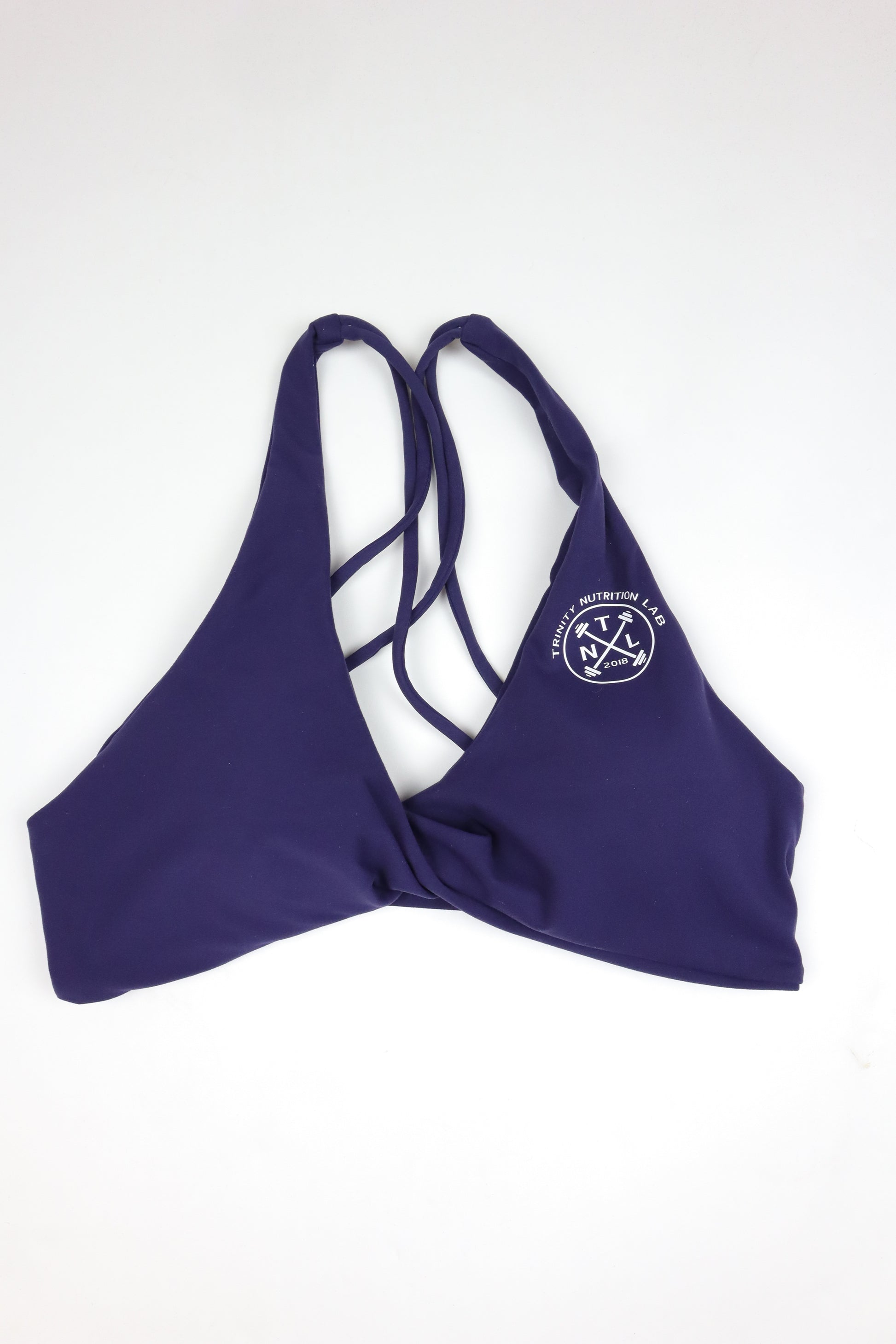 Twist-front bra with a double criss-cross back.